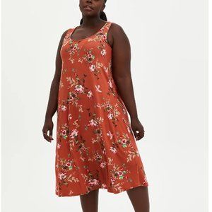 Torrid 1X Orange Floral Super Soft Midi Dress